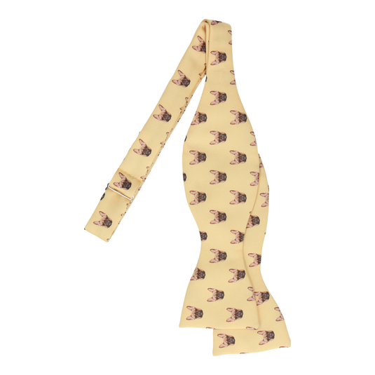 Light Yellow French Bulldog Face Bow Tie - Bow Tie with Free UK Delivery - Mrs Bow Tie