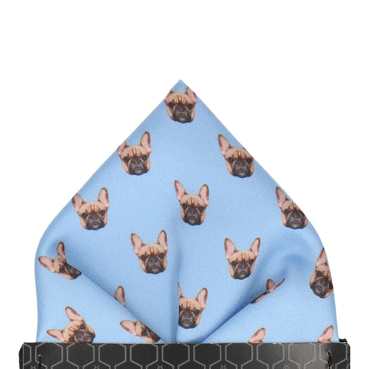 Blue French Bulldog Face Pocket Square - Pocket Square with Free UK Delivery - Mrs Bow Tie