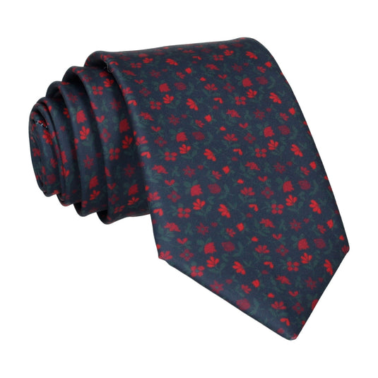 Small Ditsy Floral Red Tie - Tie with Free UK Delivery - Mrs Bow Tie
