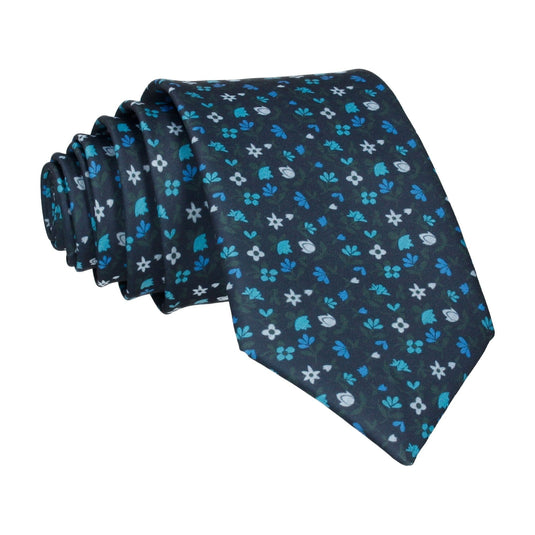 Ditsy Floral Blue Tie - Tie with Free UK Delivery - Mrs Bow Tie