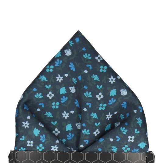 Ditsy Floral Blue Pocket Square - Pocket Square with Free UK Delivery - Mrs Bow Tie