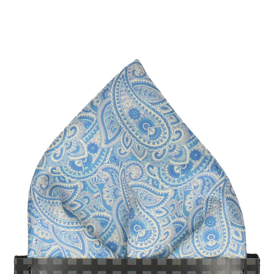 Blue & Lemon Paisley Pocket Square - Pocket Square with Free UK Delivery - Mrs Bow Tie