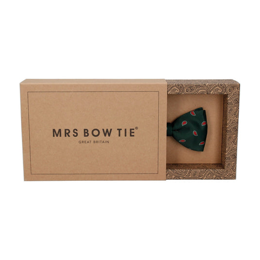 Green & Red Minimalist Paisley Bow Tie - Bow Tie with Free UK Delivery - Mrs Bow Tie