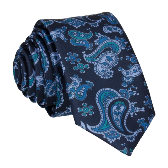 Blue Stylish Paisley Tie - Tie with Free UK Delivery - Mrs Bow Tie
