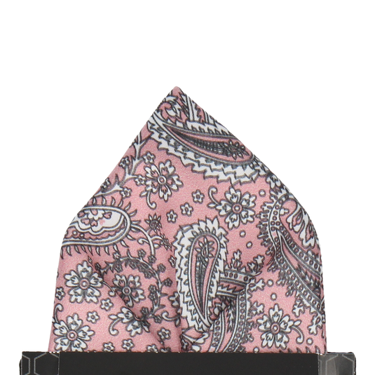 Pink Rose Floral Paisley Pocket Square - Pocket Square with Free UK Delivery - Mrs Bow Tie