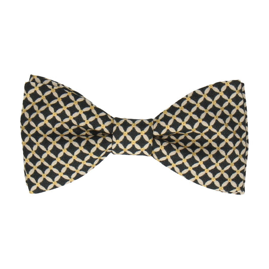Navy & Gold Cross Check Diamond Bow Tie - Bow Tie with Free UK Delivery - Mrs Bow Tie
