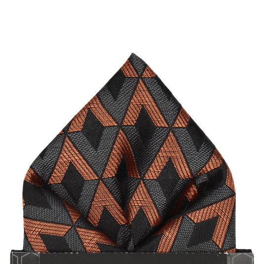 Black & Copper Art Deco Pocket Square - Pocket Square with Free UK Delivery - Mrs Bow Tie