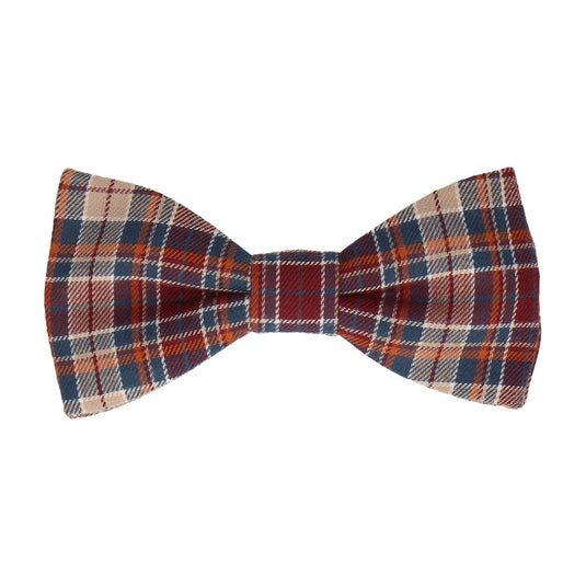Burgundy & Beige Textured Plaid Bow Tie - Bow Tie with Free UK Delivery - Mrs Bow Tie