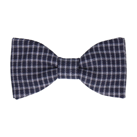 Navy Blue Fine Check Bow Tie - Bow Tie with Free UK Delivery - Mrs Bow Tie