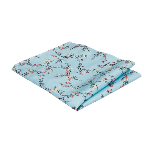 Sky Blue Chinoiserie Floral Pocket Square - Pocket Square with Free UK Delivery - Mrs Bow Tie