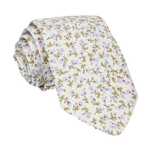 Lilac & Off White Ditsy Floral Tie - Tie with Free UK Delivery - Mrs Bow Tie