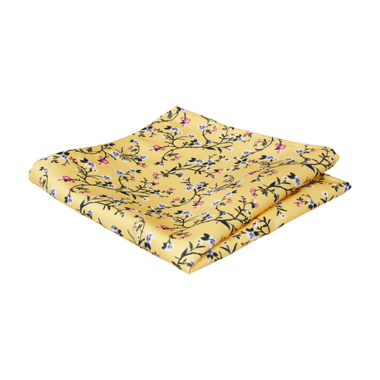 Yellow Blossom Floral Pocket Square - Pocket Square with Free UK Delivery - Mrs Bow Tie