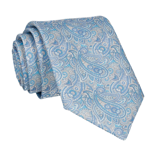 Blue & Lemon Paisley Tie - Tie with Free UK Delivery - Mrs Bow Tie