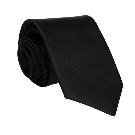 Plain Solid Black Satin Tie - Tie with Free UK Delivery - Mrs Bow Tie