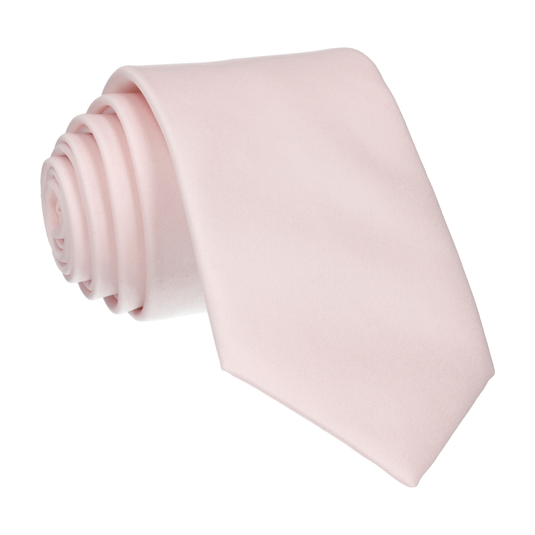 Solid Plain Pale Pink Satin Tie - Tie with Free UK Delivery - Mrs Bow Tie