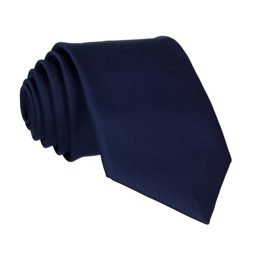 Midnight Blue Solid Plain Satin Tie - Tie with Free UK Delivery - Mrs Bow Tie