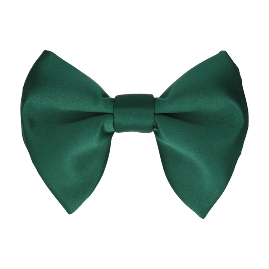 Bottle Green Solid Plain Satin Large Evening Bow Tie - Bow Tie with Free UK Delivery - Mrs Bow Tie