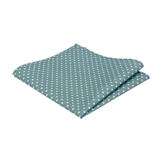 Sea Green Polka Dots Pocket Square - Pocket Square with Free UK Delivery - Mrs Bow Tie