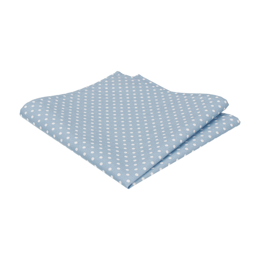 Dusty Blue Polka Dots Pocket Square - Pocket Square with Free UK Delivery - Mrs Bow Tie