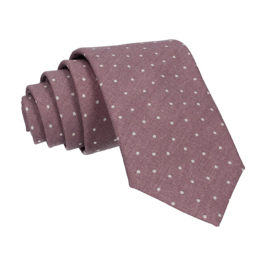 Dusky Purple Dots Cotton Linen Tie - Tie with Free UK Delivery - Mrs Bow Tie