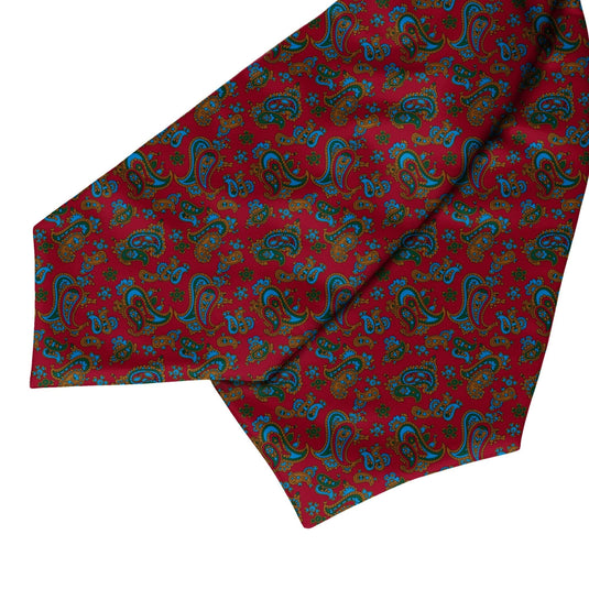 Burgundy Red Stylish Paisley Ascot Cravat - Cravat with Free UK Delivery - Mrs Bow Tie