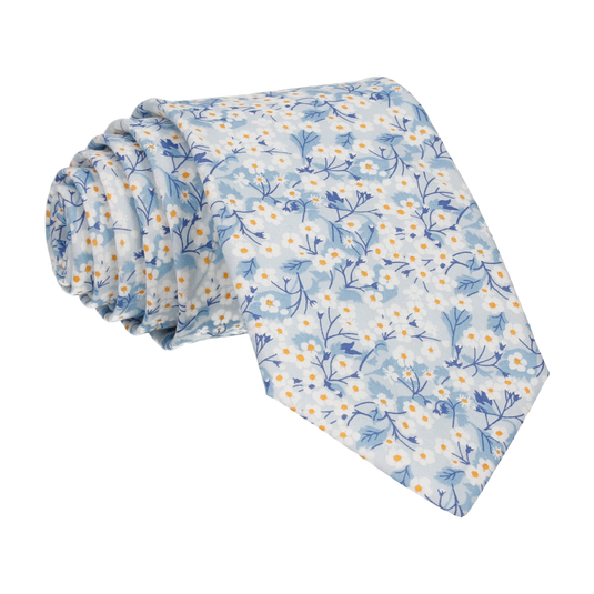 Light Blue Small Flower Mitsi Valeria Liberty Tie - Tie with Free UK Delivery - Mrs Bow Tie