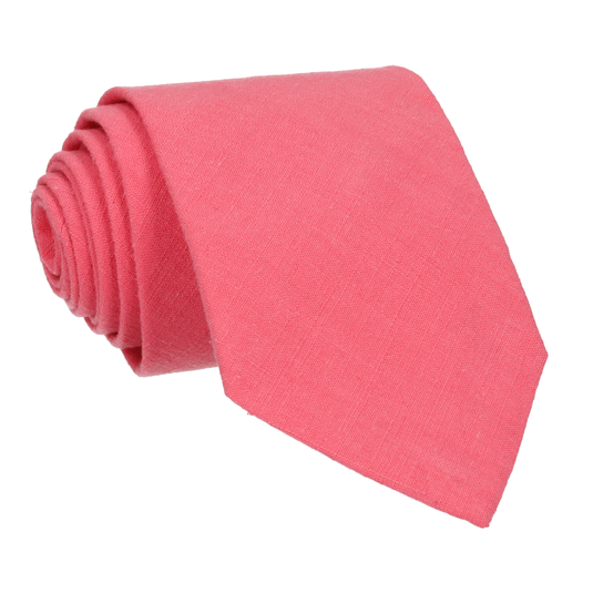 Salmon Pink Plain Textured Cotton Tie - Tie with Free UK Delivery - Mrs Bow Tie
