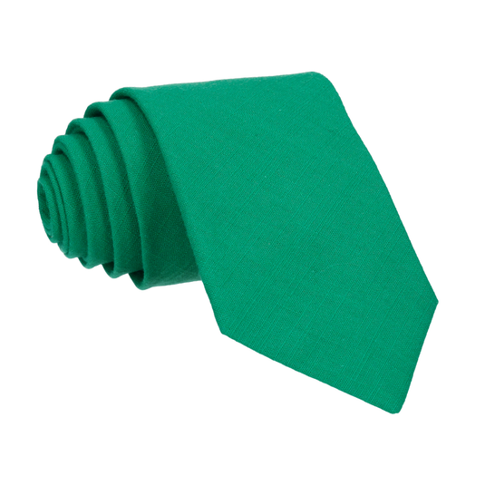 Green Plain Textured Cotton Tie - Tie with Free UK Delivery - Mrs Bow Tie