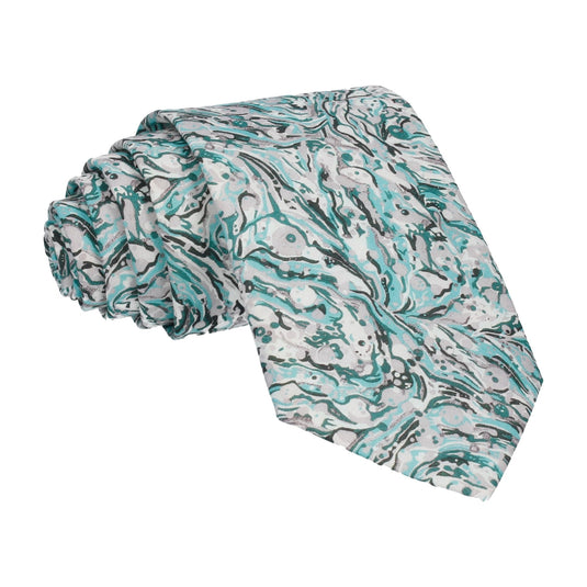 Grey & Cyan Liberty Cotton Tie - Tie with Free UK Delivery - Mrs Bow Tie