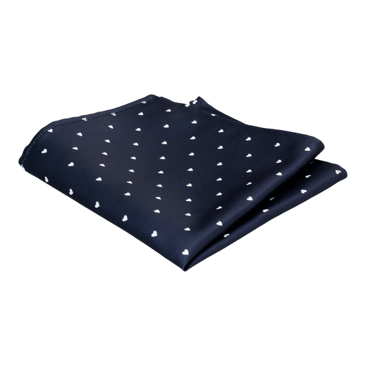 Polka Dot Hearts Navy & White Pocket Square - Pocket Square with Free UK Delivery - Mrs Bow Tie