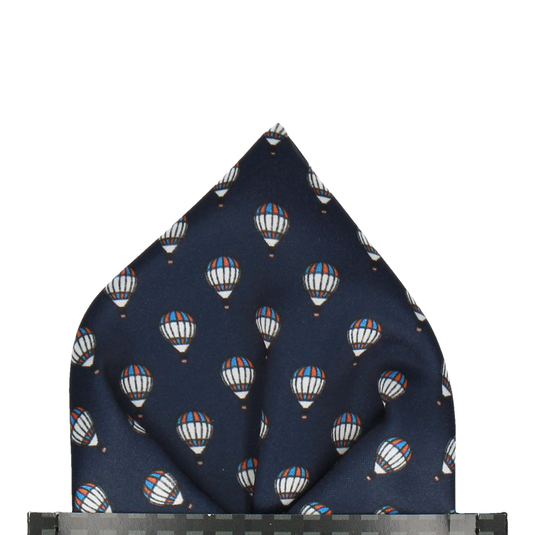 Mini Hot Air Balloons Navy Blue Pocket Square - Pocket Square with Free UK Delivery - Mrs Bow Tie