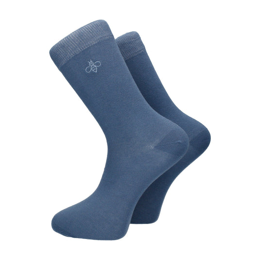 Steel Blue Cotton Socks - Socks with Free UK Delivery - Mrs Bow Tie