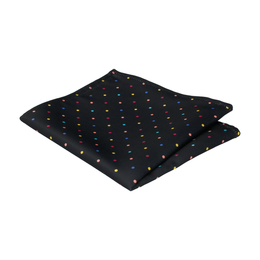 Colour Dots Black Pocket Square - Pocket Square with Free UK Delivery - Mrs Bow Tie