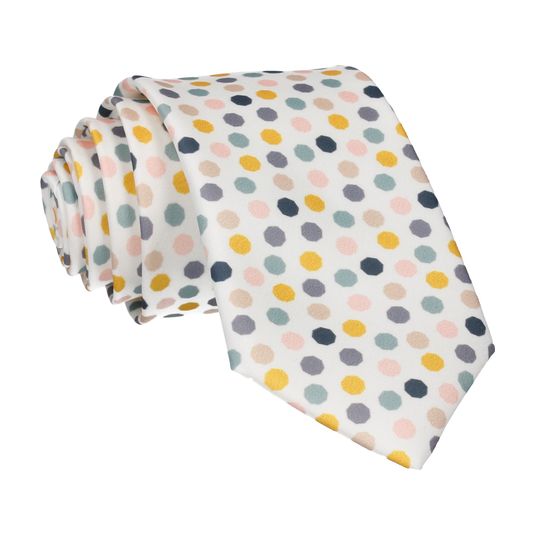 White Contemporary Dots Tie - Tie with Free UK Delivery - Mrs Bow Tie