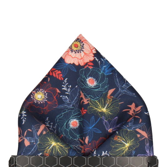 Nico Floral Orange Pocket Square - Pocket Square with Free UK Delivery - Mrs Bow Tie