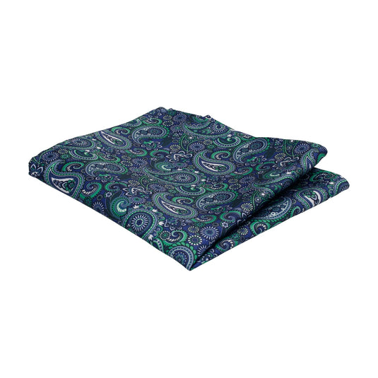 Boho Quirky Paisley Blue Pocket Square - Pocket Square with Free UK Delivery - Mrs Bow Tie