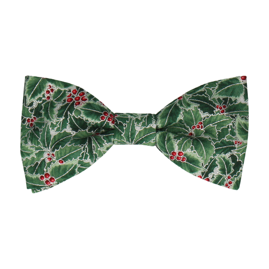Green Christmas Holly Bow Tie - Bow Tie with Free UK Delivery - Mrs Bow Tie