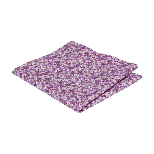 Floral Purple Flower Cotton Pocket Square - Pocket Square with Free UK Delivery - Mrs Bow Tie
