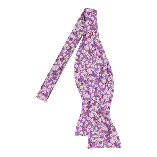 Floral Purple Flower Cotton Bow Tie - Bow Tie with Free UK Delivery - Mrs Bow Tie