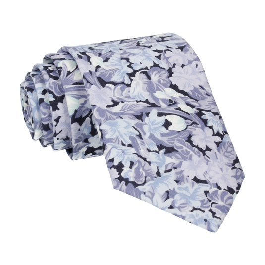 Floral Blue Lilac Tie - Tie with Free UK Delivery - Mrs Bow Tie