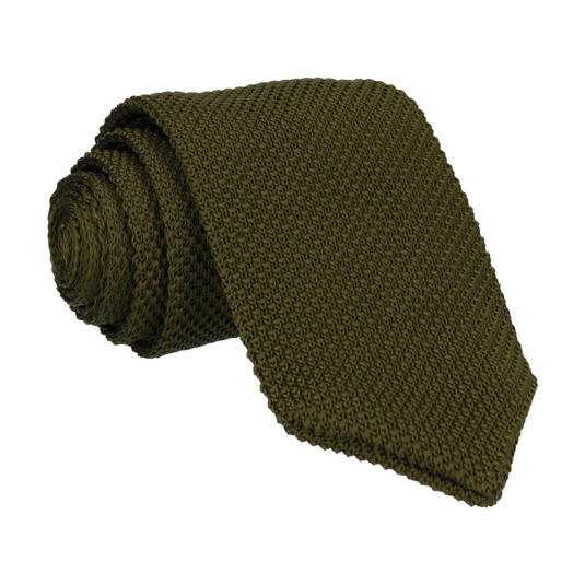 Forest Green Point Knitted Tie - Tie with Free UK Delivery - Mrs Bow Tie