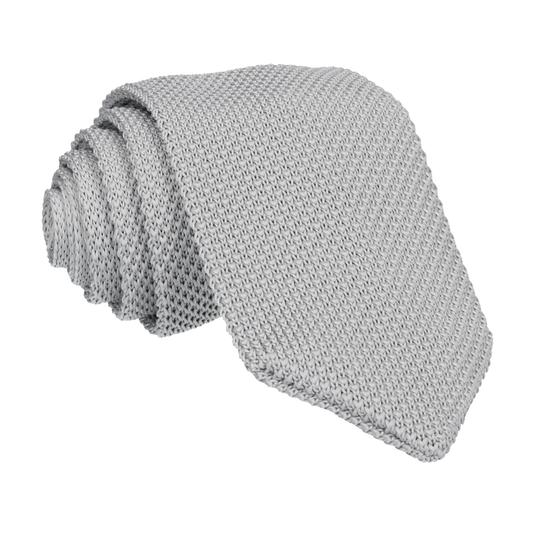 Silver Grey Point Knitted Tie - Tie with Free UK Delivery - Mrs Bow Tie