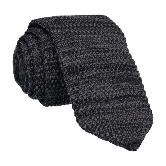 Dark Grey Marl Point Knitted Tie - Tie with Free UK Delivery - Mrs Bow Tie