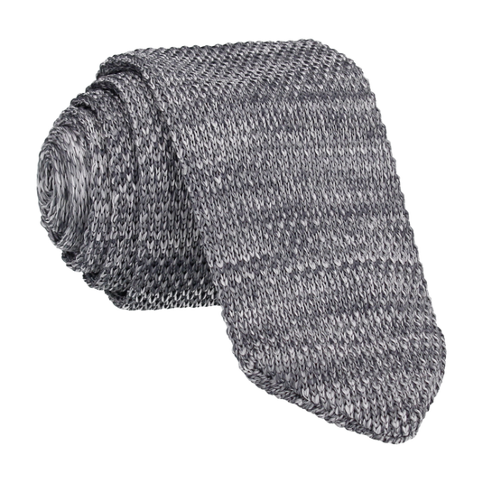 Grey Marl Point Knitted Tie - Tie with Free UK Delivery - Mrs Bow Tie