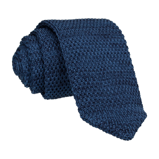 Navy Blue Marl Point Knitted Tie - Tie with Free UK Delivery - Mrs Bow Tie