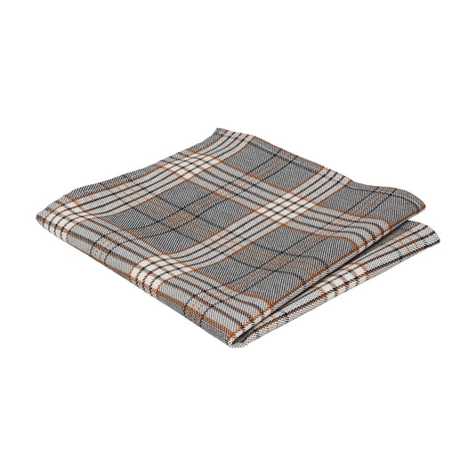 Grey & Gold Modern Check Tartan Pocket Square - Pocket Square with Free UK Delivery - Mrs Bow Tie