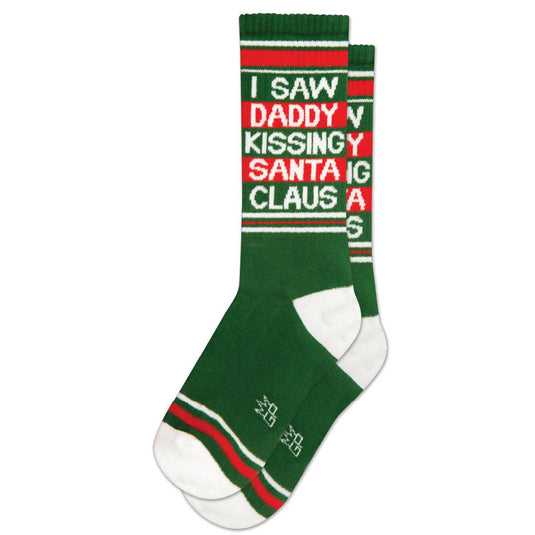 I Saw Daddy Kissing Santa Claus Ribbed Gym Socks