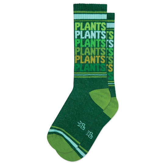 Plants Plants Plants Green Ribbed Gym Socks
