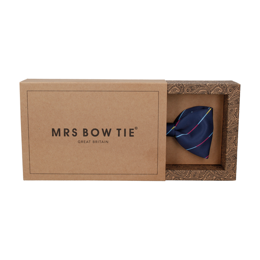 Navy Blue Thin Stripe Bow Tie - Bow Tie with Free UK Delivery - Mrs Bow Tie
