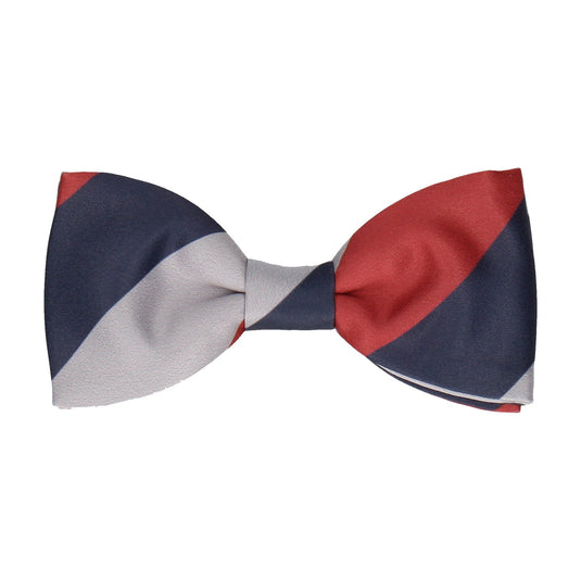 Navy Blue, Red & Grey Chunky Thick Stripe Bow Tie - Bow Tie with Free UK Delivery - Mrs Bow Tie